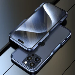 For iPhone 15 Pro Max Armor Case Luxury Metal Frame For iPhone 14 Plus 14 Pro 15 Aluminum Alloy Lightweight Shockproof Bumper