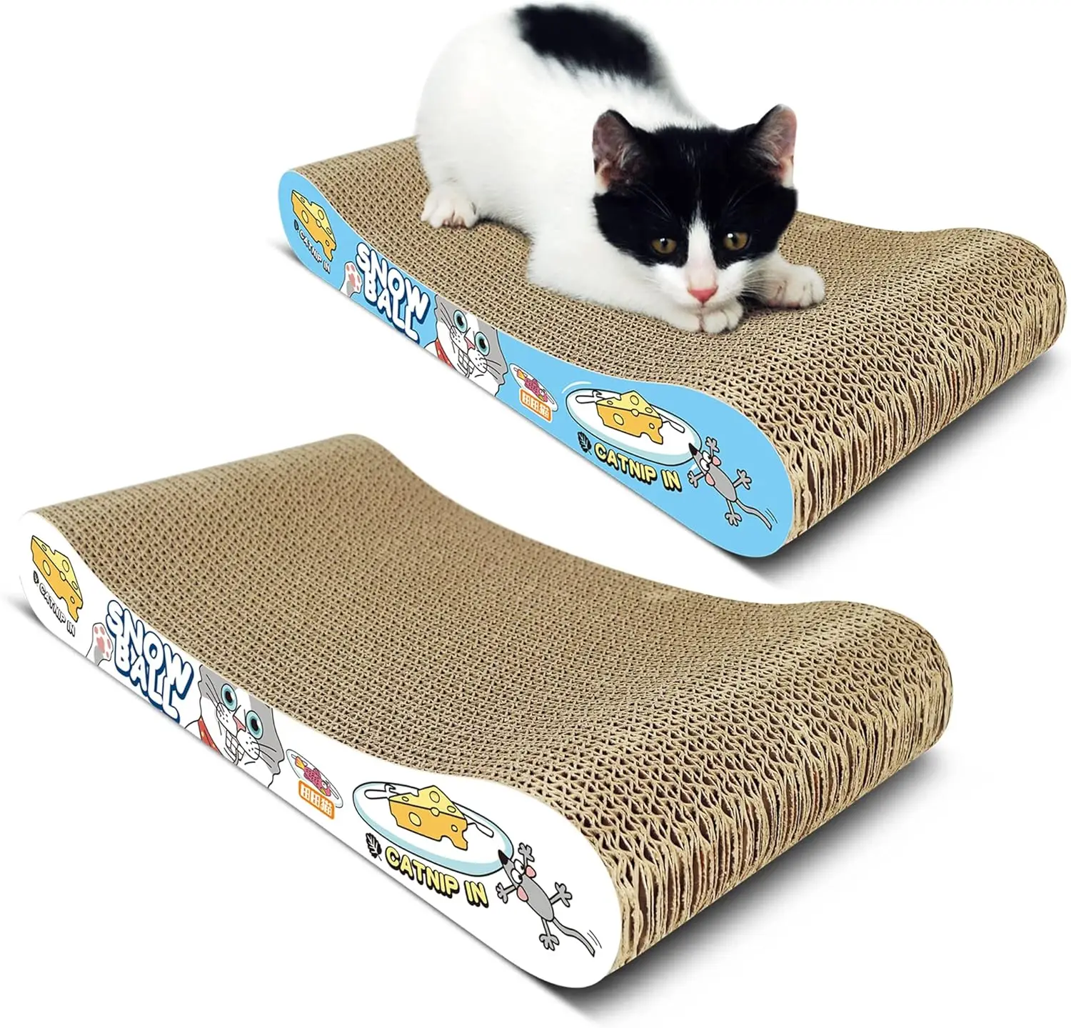 

Cat Scratching Pad, 2 Pack Corrugated Cat Scratcher Cardboard, Bone Type Durable Cat Scratching Board Reversible for Fur