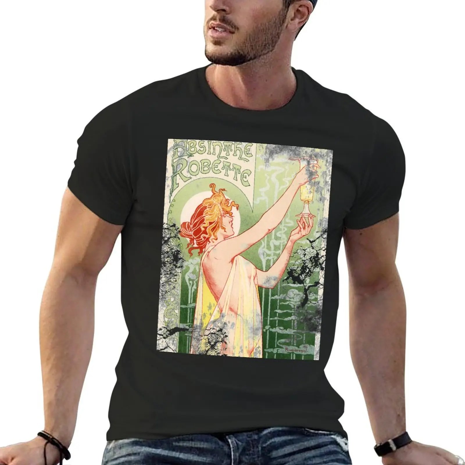 

Absinthe Robette Vintage advertising French Art Nouveau design T-Shirt cotton graphic tees kawaii clothes t shirts men