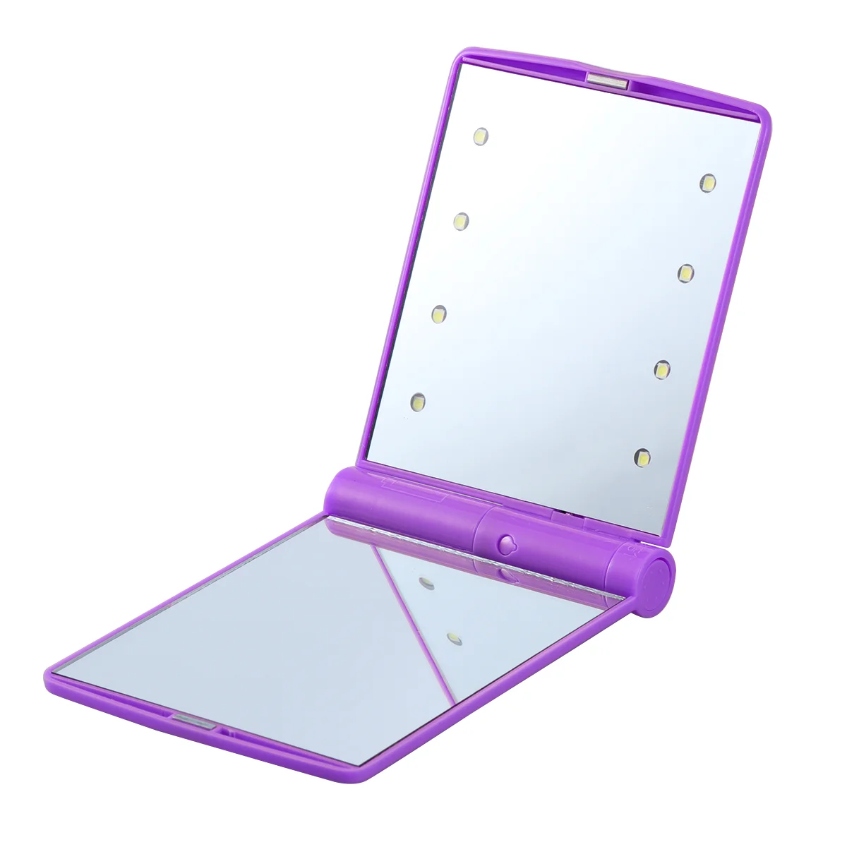 Magnifying Glasses LED Foldable Mirror Shine Purple Lighted Makeup Folding Girl