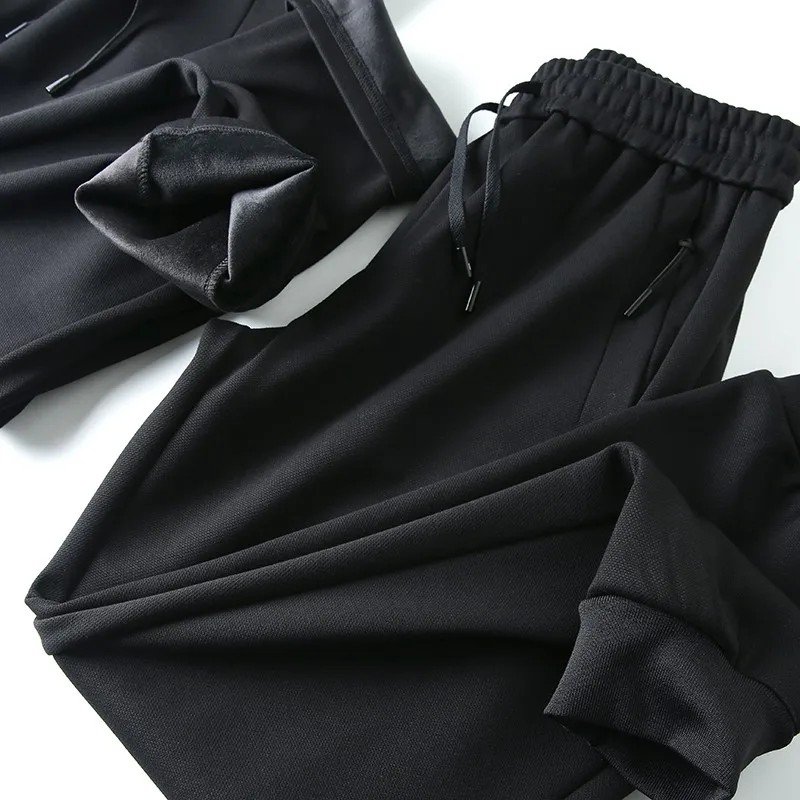 High Quali Fce Lined Thiened Casual Men's Underwear Elastic Waist Dstring Straight Leg Pants Faion Urban Sle