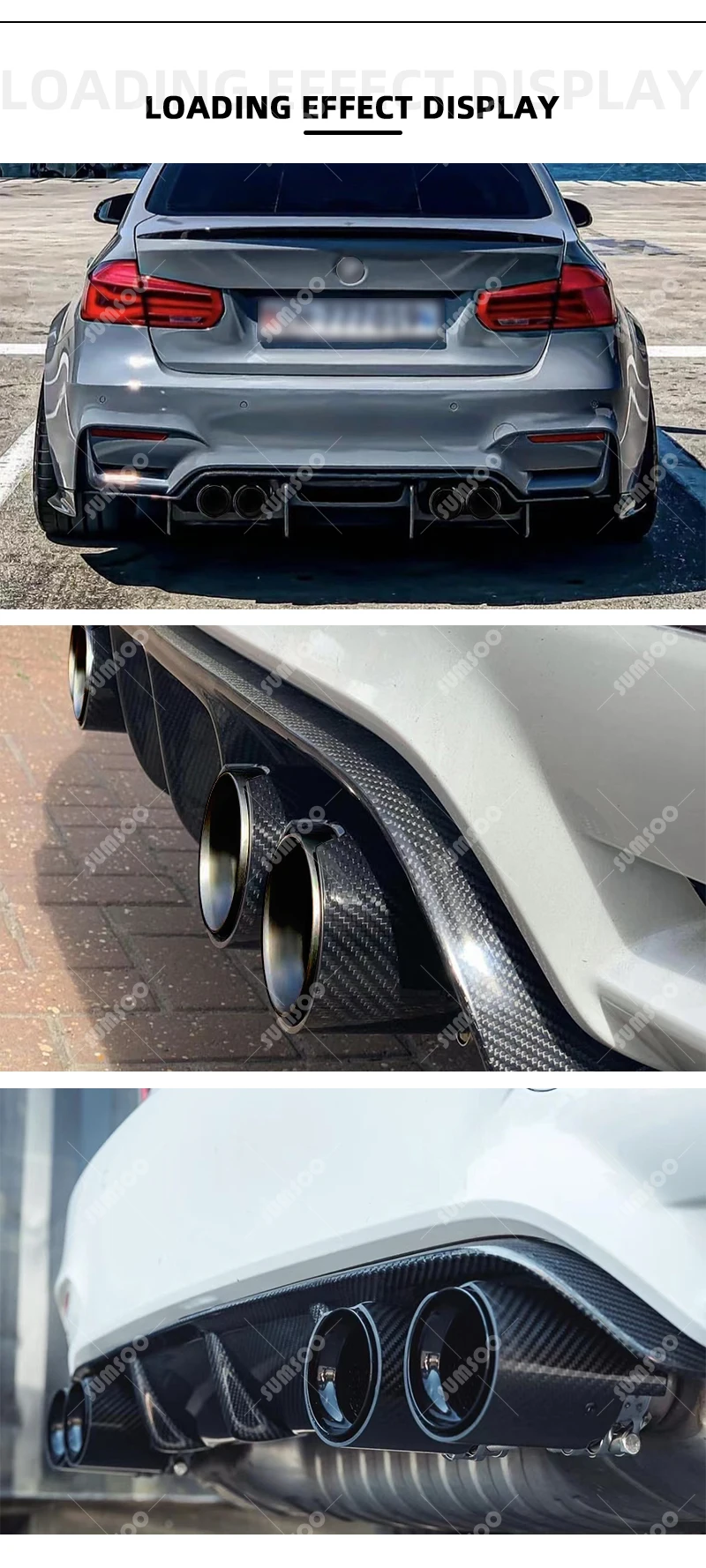 1 Stück SUMSOO Passend für M2 F87 M3 F80 M4 F82 F83 Auspuff Modifiziert Geeignet für Autos Kohlefaser-Endschalldämpfer Schwarze Rohrspitzen – Detail 5