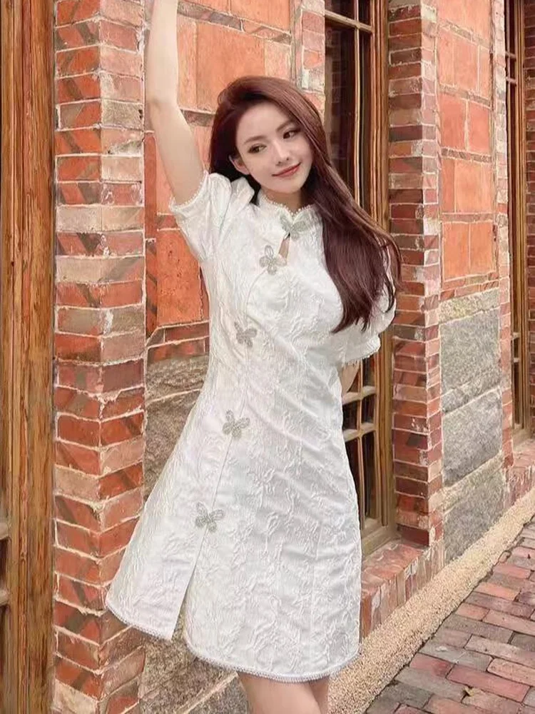 Ele Nieuwe Chinese Sle Versierd A-lijn Dr Afslankende Taille en Sve Polyestervezel Zomer Faionable Dr