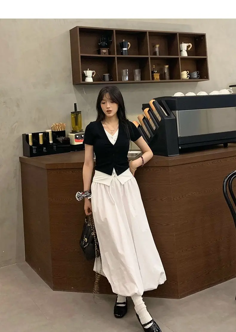 بنطال ذو قصة أرجل واسعة للمرأة كابري المرأة الربيع الساتان لامعة متوهج نادي الحفلات المألوف السلس الزنانير مطوي محكم شيك #5