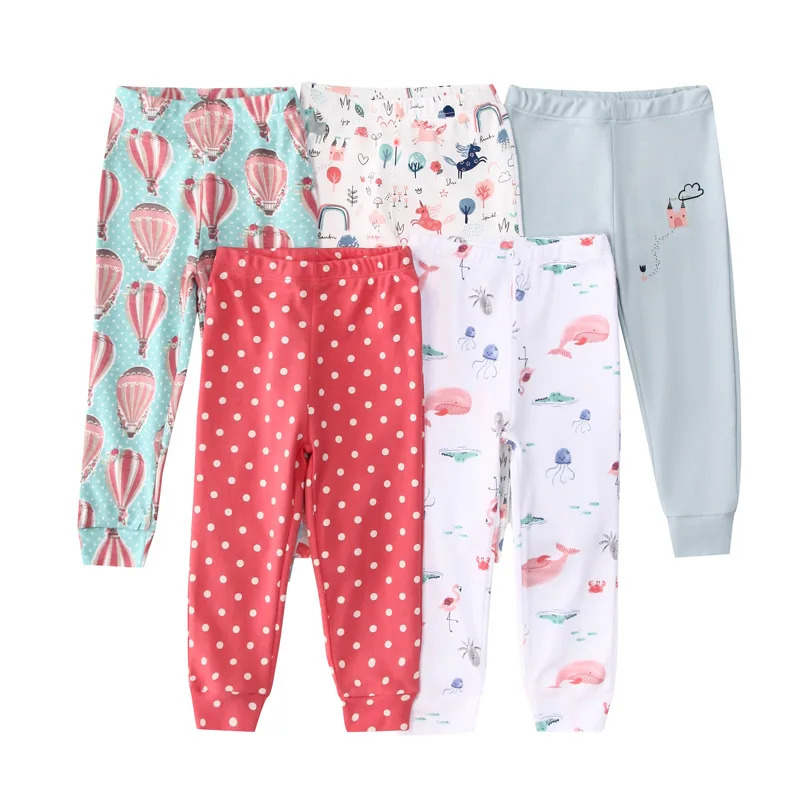 IYEAL  5PCS/Lot Spring and Autumn Infant Boys and Girls Cartoon Print Cute Home Pants Mixed Color Cotton Pants