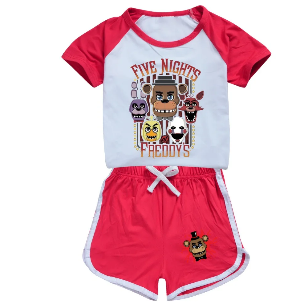 Fashion Cotton Clothes Kid Five Night at Freddy Fnaf T-shirt Set Children Cartoon Printed Tee Shirts T Shirt for Boys Girls Tops