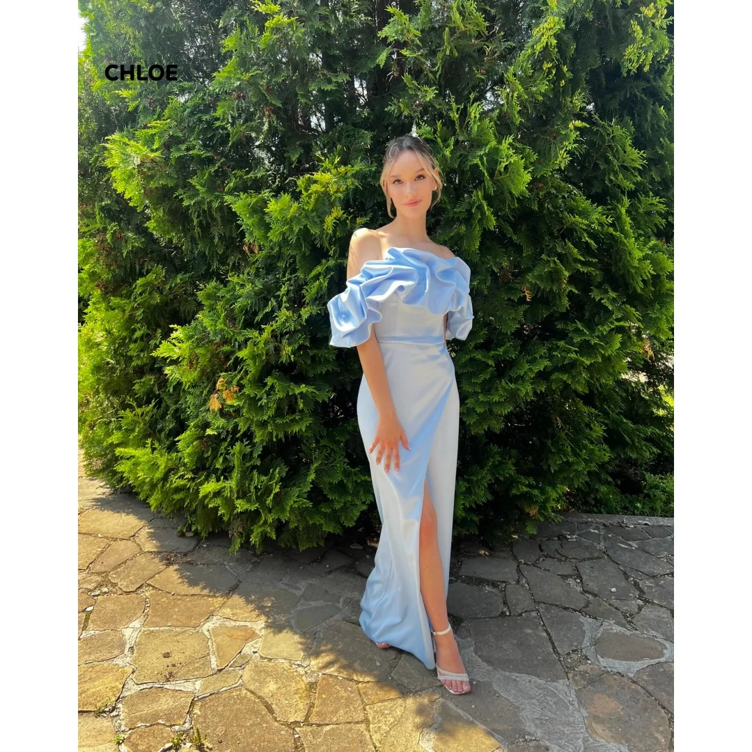 

Customized Elegant Evening Dresses for Woman Luxury Women's Elegant Party Dress Off the Shoulders Blue Formal Occasion Dresses