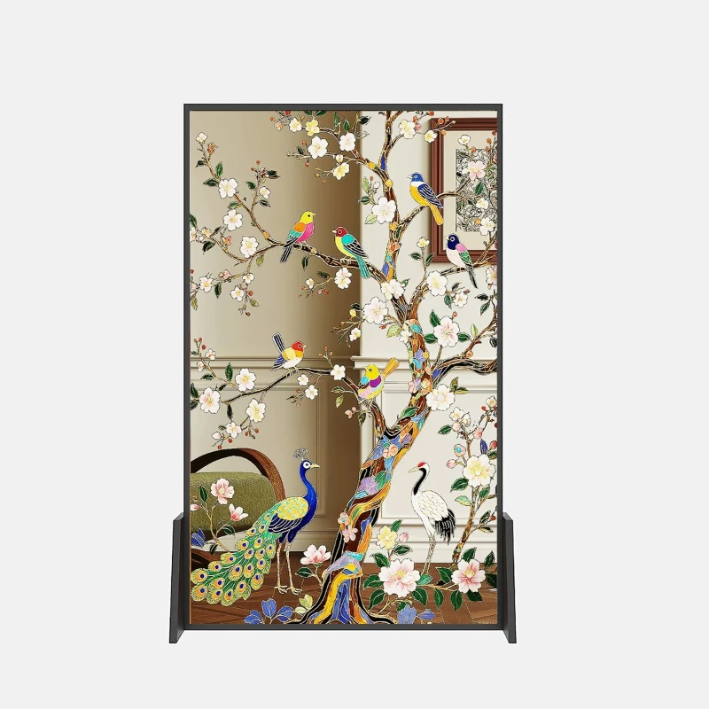 Glass screen partition, living room, new mobile entry, facing the door, entering the door, blocking the entrance, bedroom
