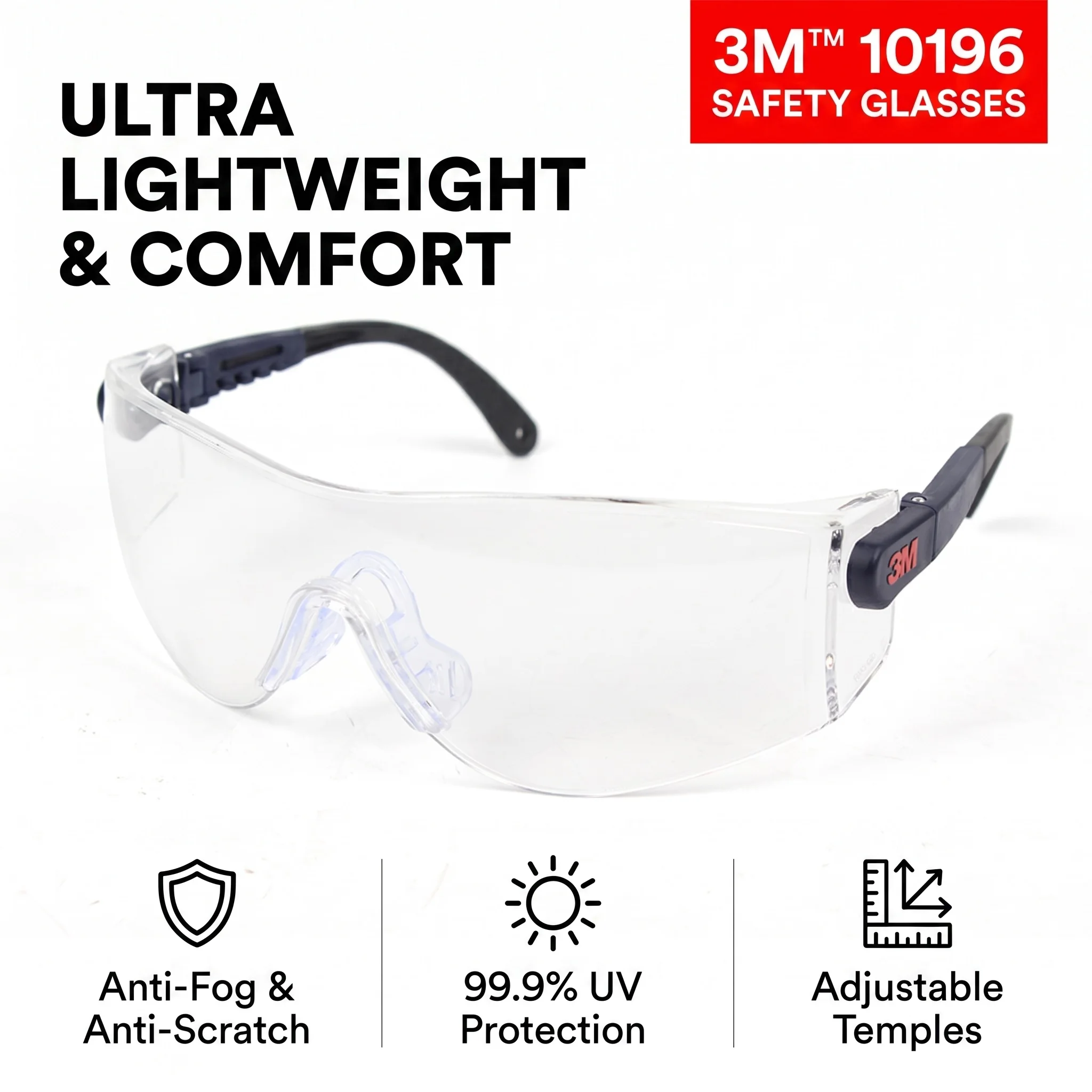 3M 10196 Safety Glasses ANSI Z87.1 Clear Goggles Construction Work Glasses Protection Industrial PPE Lentes de Seguridad