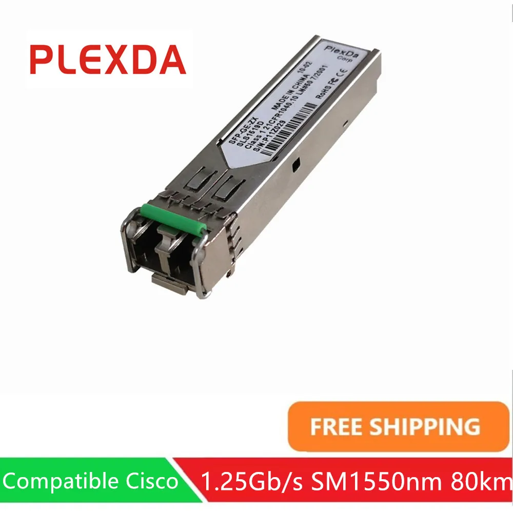 

Plexda 1.25Gb/s SMF 1550nm 80km SFP-GE-ZX SFP fiber optical transceiver, 1000BASE-ZX SFP module for Cisco (SFP-GE-ZX)