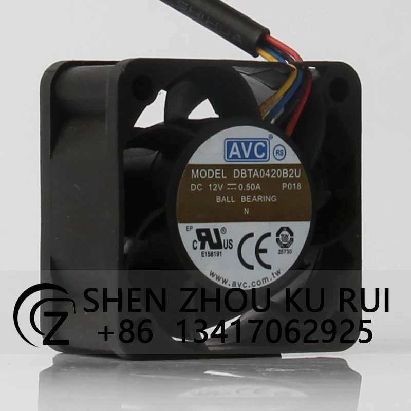 Case Cooling Fan 4-wire Temperature Control Server for AVC 12V 0.50A 4020 4CM DBTA0420B2U