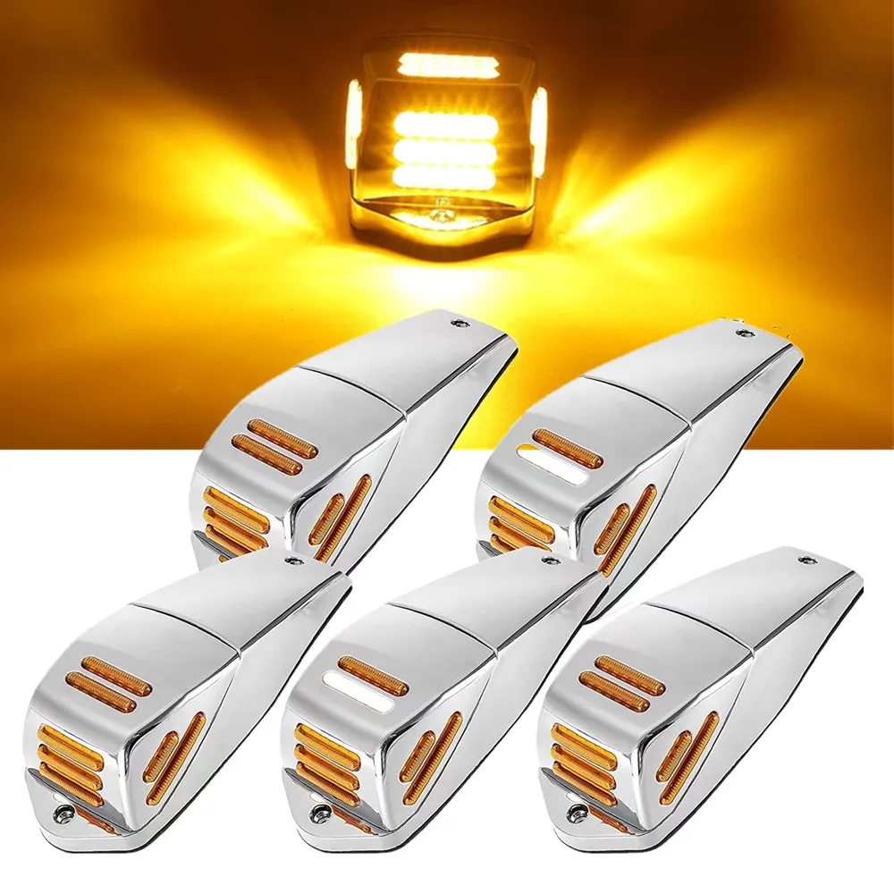 

5PCS Truck LED CAB Roof Top Marker Running Lights Chrome 12v Roof Light for Pickup Trucks Trailer Clearance LED Lights