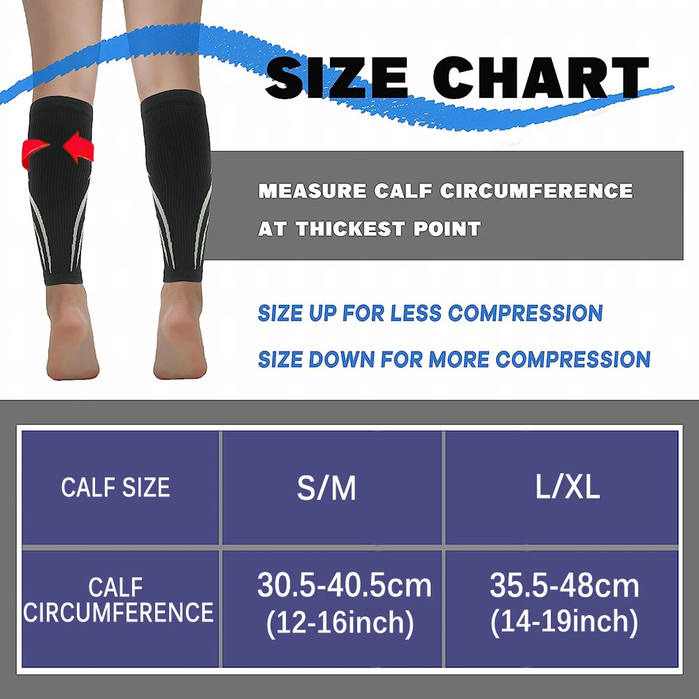 1Pair Calf Compression Sleeves for Men & Women (20-30mmhg) - Leg Compression Sleeve for Running, Cycling, Shin Splints Support