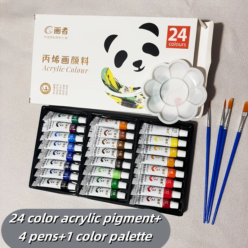Beginner Acrylic Paint Set - 12/18/24 Colors, 0.17 Ounces Tubes, with Paintbrush and Palette, Suitable for Students and Adults