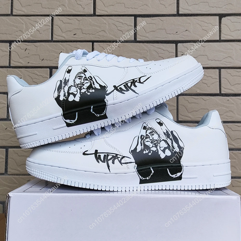 Tupac Rapper 2Pac Fashion Men Women casual Shoes Male Platform Sneakers Girls Casual kateboarding Shoes flats 3D graffiti