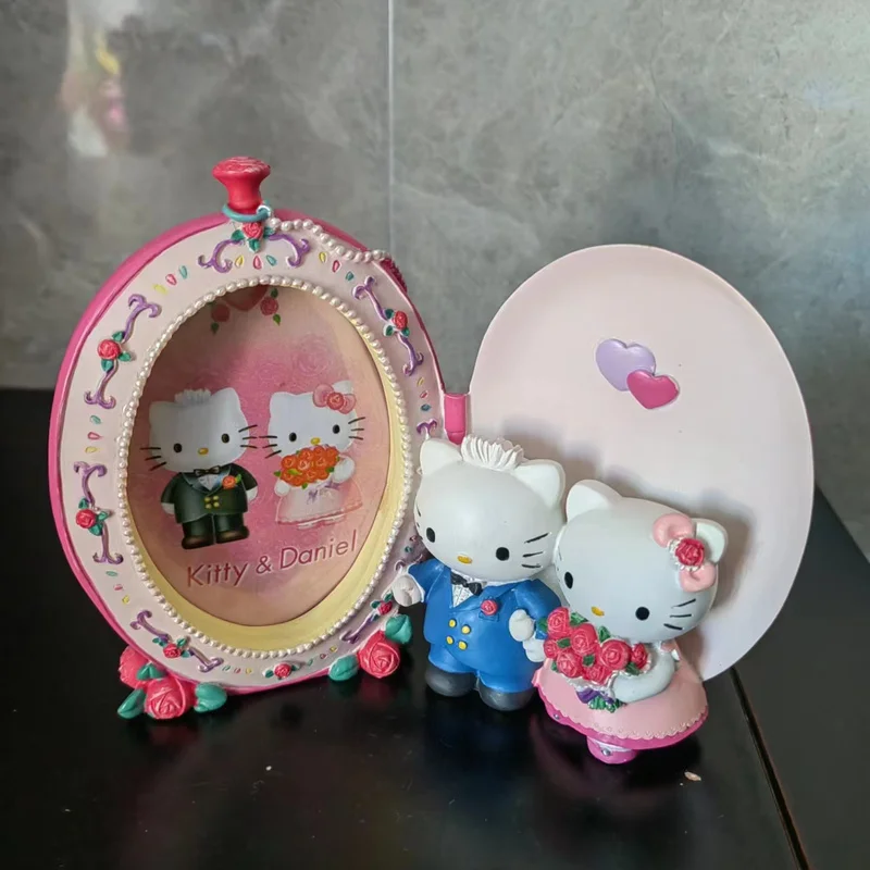 Sanrio Hello Kitty Picture Frame Clocks European Style Resin Flower Photo Frame Oval Rectangle Shape Frames For Wedding Gifts