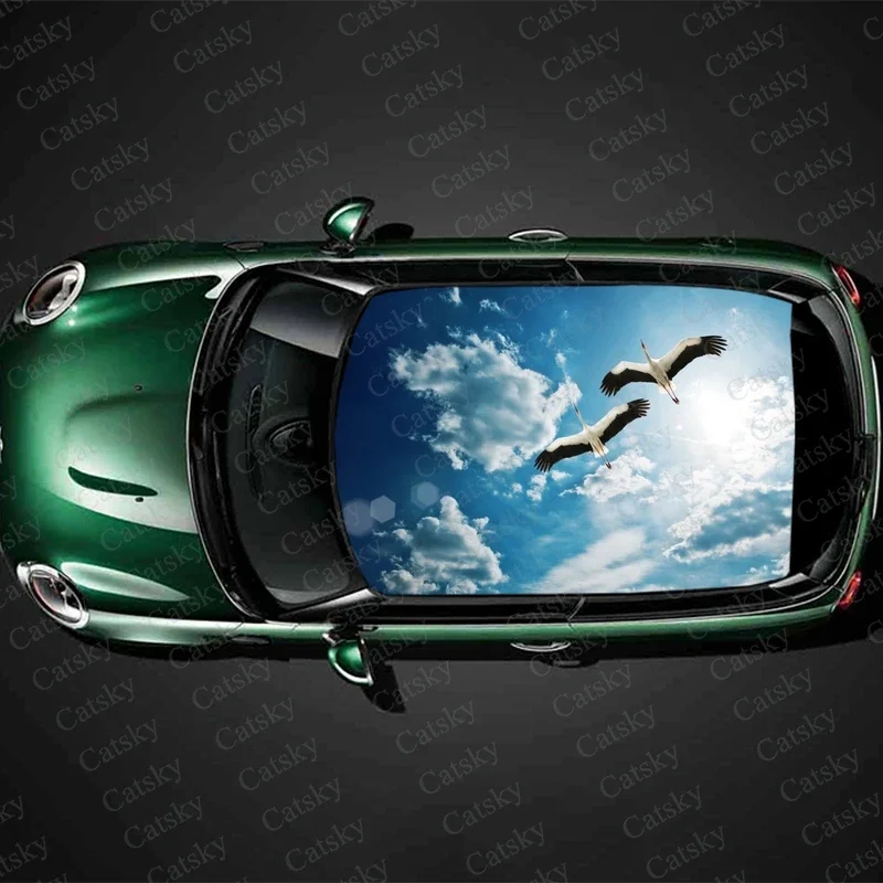 

crane flying Car sticker decal roof sunroof decorative sticker vinyl film modified self-adhesive car sticker decal