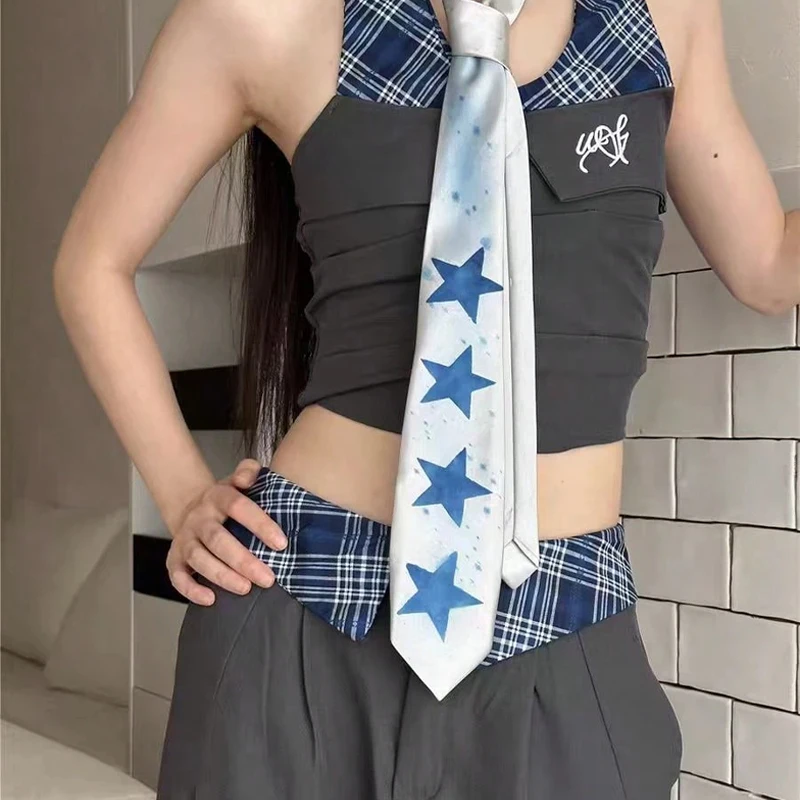1 Stück Stern-Krawatte, Y2k süße glänzende Krawatte, modisch verstellbares weiches Unisex-Krawattenhemd, geeignet für den Schulanfang und Halloween-Accessoires.