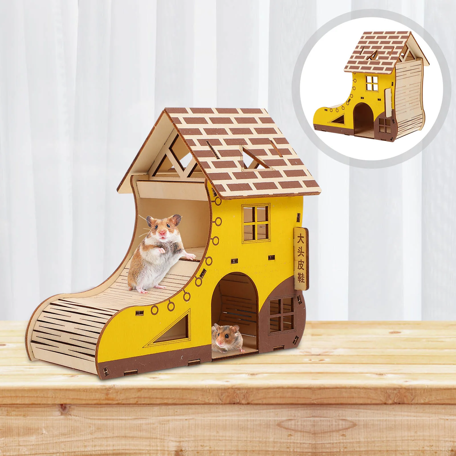 

Log Hamster Toy Cage House Small Animals Gerbil Houses and Hideouts Ladder Hideaway Home Travel