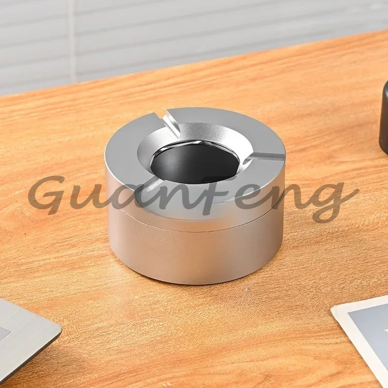 Aluminum alloy open and closed silver car ashtray