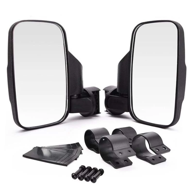 UTV Convex Side View Mirror Set With Shock-Proof Rubber Pad For 1.75-2Inch Roll Cage Polaris Ranger RZR Can-Am Maverick