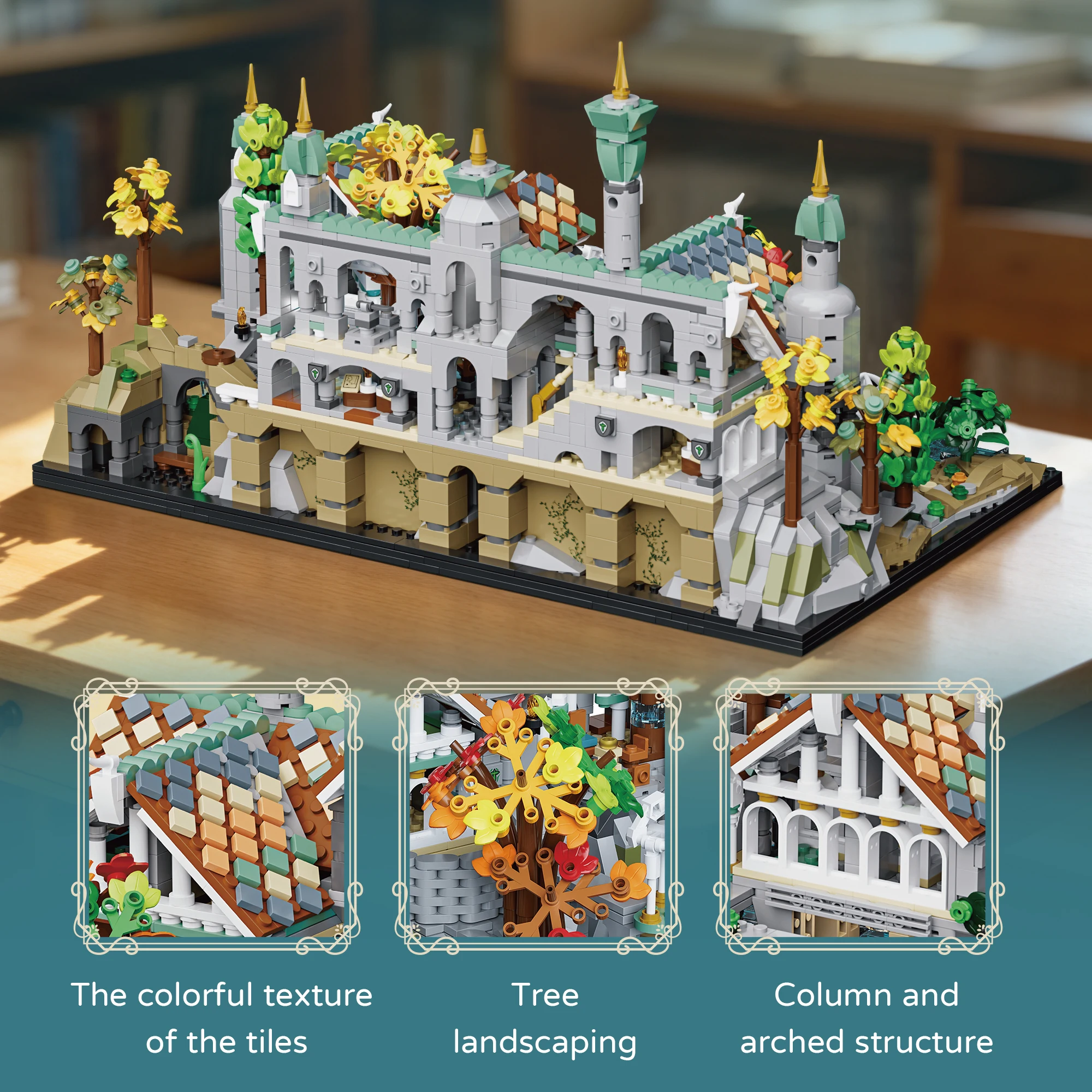 3337PCS The Last Homely House Elven Valley Castle Building Blocks Toys Medieval Magic Fairy Tale Architecture Brick Kit Home Deskop Ornaments Gifts For Birthday Holiday - view 4
