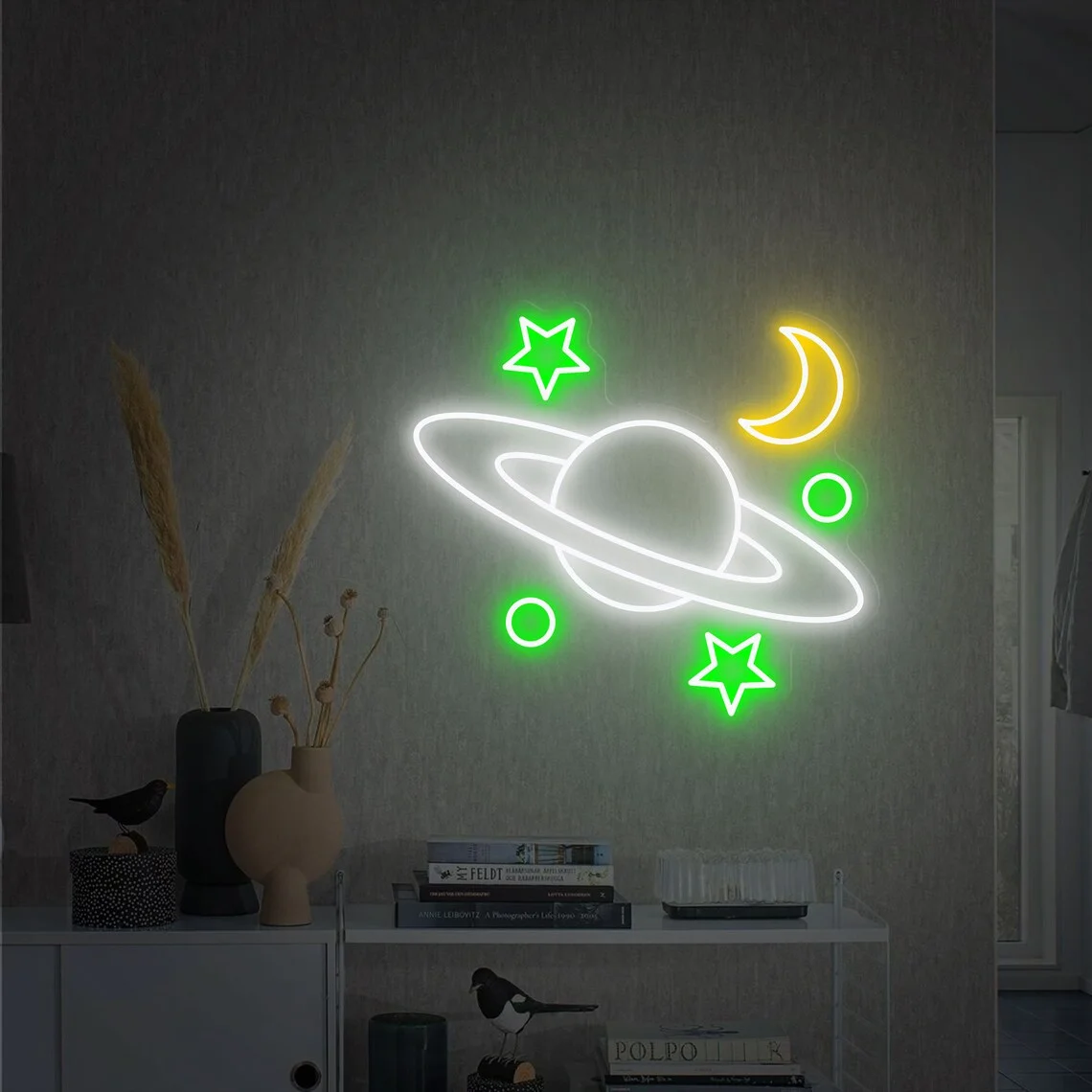 Space Galaxy Neon Sign Custom Moon Star Neon Sign Wall Home Decor Art Neon for Bar Decor Kids Room Decor Gift for Boy