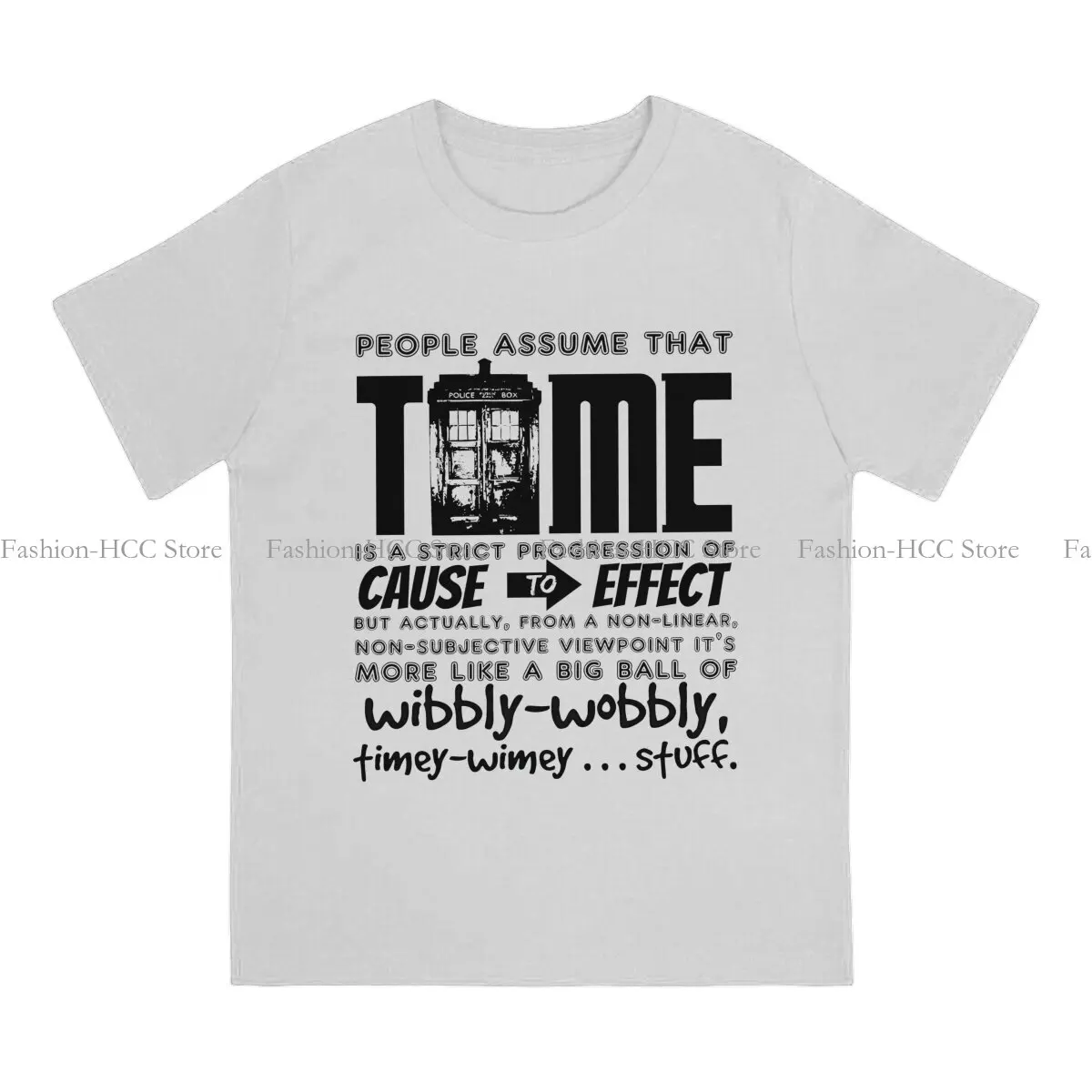 Wibbly Wobbly Timey Wimey Stuff Fashion Polyester TShirts Dean Winchester Supernatural Male Style Streetwear T Shirt Round Neck