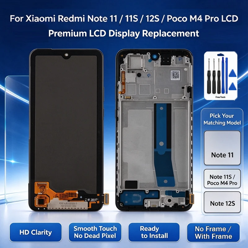 New AMOLED LCD Touch Screen Digitizer Assembly For Redmi Note11 11S 12S For Xiaomi Poco M4 Pro Display Replacement Spare Parts
