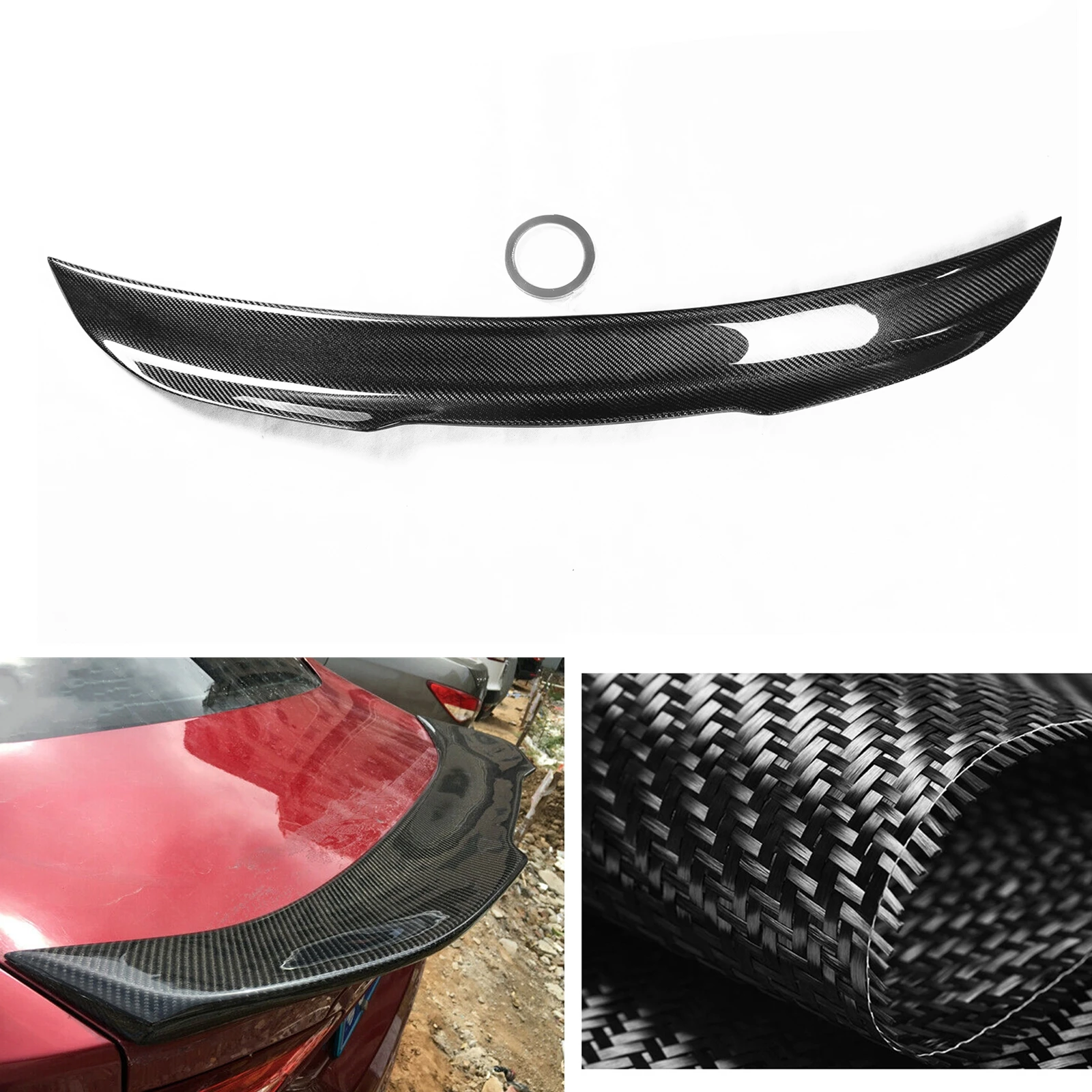 

Rear Spoiler Wing PSM Style Carbon Fiber Trunk Splitter Lip For Ford Fusion Mondeo 2013 2014 2015 2016 2017-2020 Sedan 4-Door