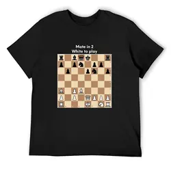 Chess puzzle. Mate in 2. White to play T-Shirt customizeds plain t shirts for men