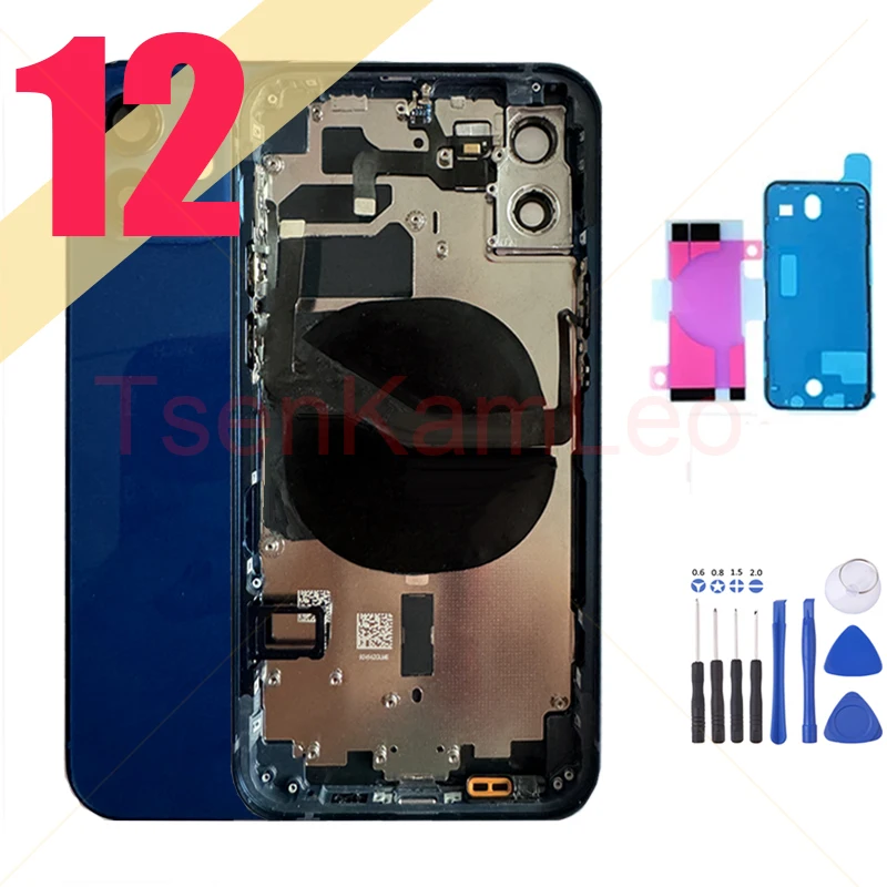 Full Back Cover Housing Repair For iPhone 12 Premounted with switch button,wireless charging, Led Flash Flex and Side Keys Parts