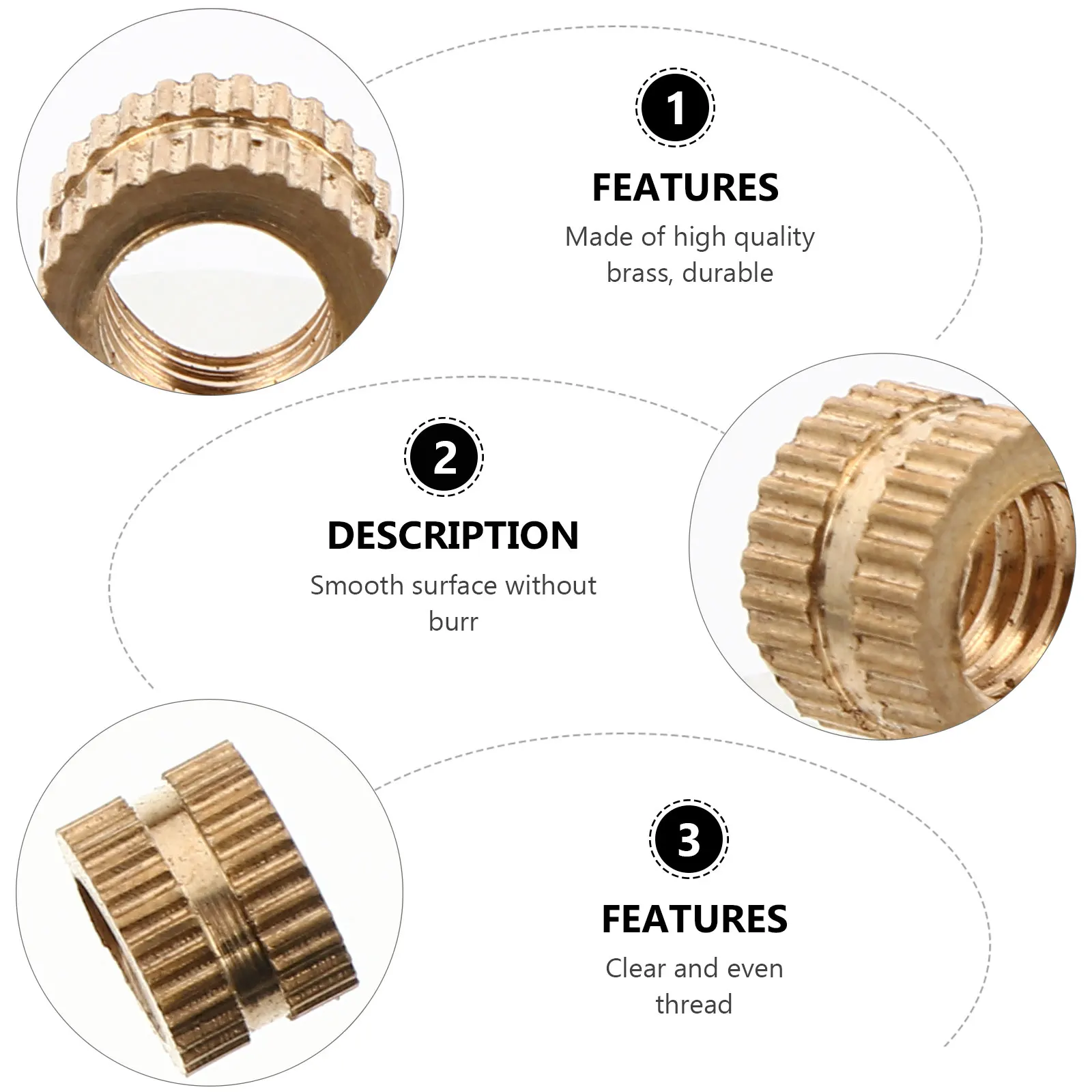

60 Pcs Copper Brass Threaded Embedding Nuts Knurled Press In Nut High Hardness Reliable Long Use Injection Fixing