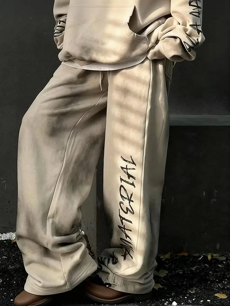 Men Streetwear Vintage Clothes Wide Leg Baggy Sweatpants for Man Y2k Washed Dirty Wasteland Casual Pants 2026 Fashion Sport New