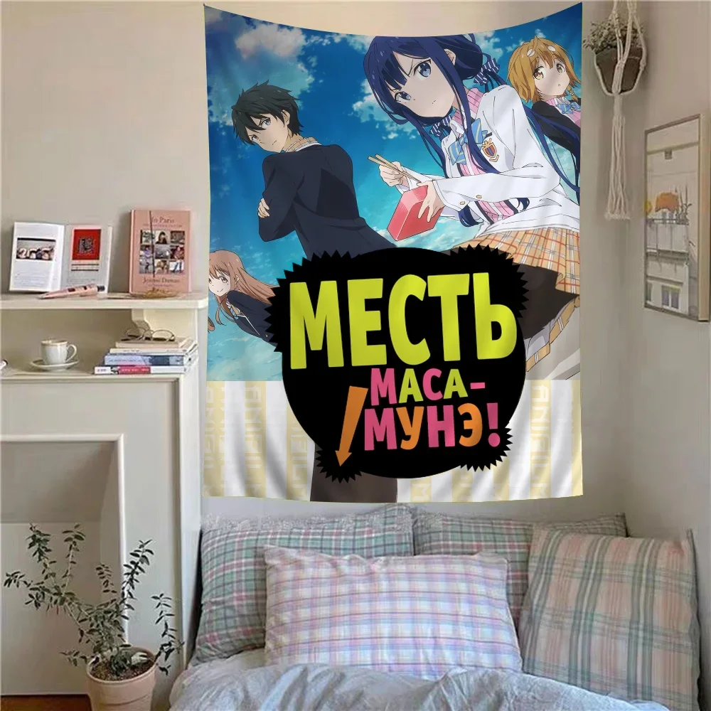 Masamune-kun No Revenge Anime Tapestry Hippie Flower Wall Carpets Dorm Decor Wall Hanging Home Decor