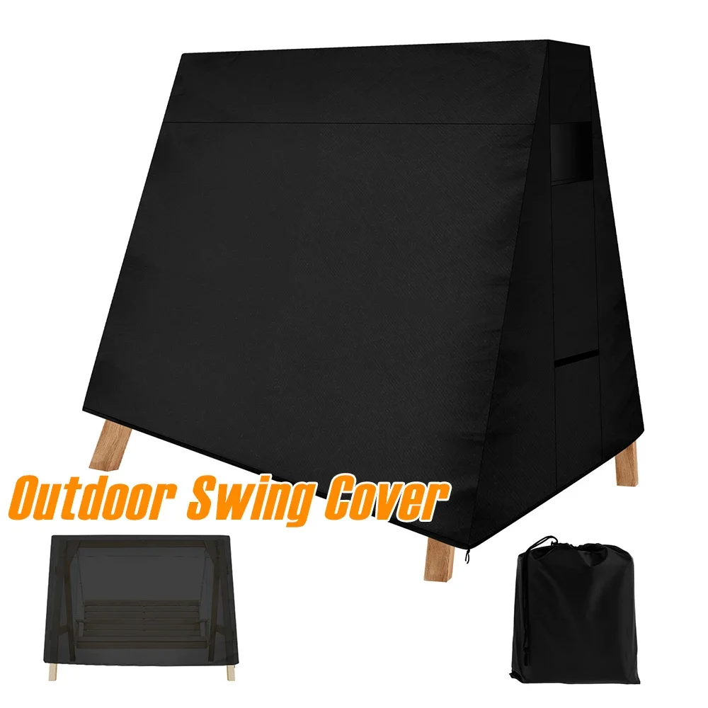 Outdoor Swing Cover Oxford Cloth Waterproof Garden Swing Chair Cover Black Furniture Dust Cover 3 Seater A Frame Swing Protector