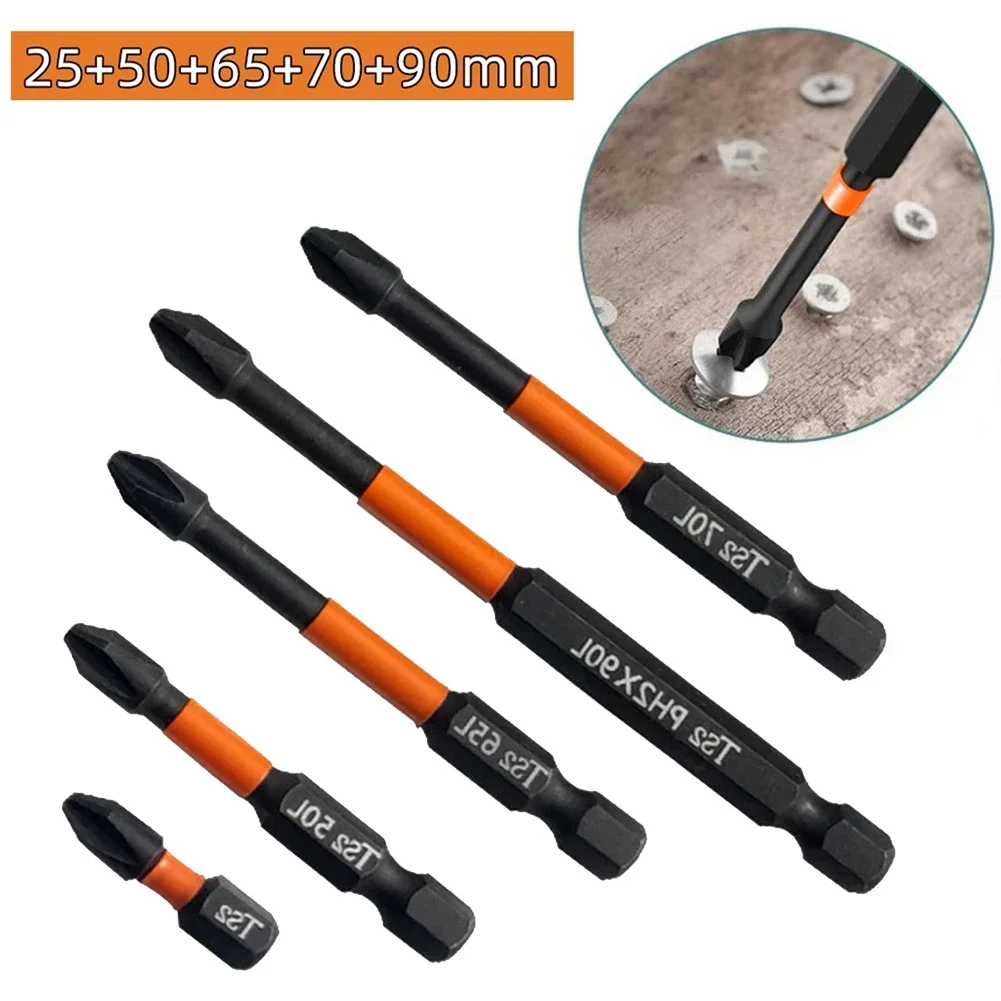 5pcs PH2 Magnetic Screwdriver Drill Bits 1/4” Hex-Shank Strong Magnets Excellent Hardness Impact-Driver Bit Set Dropship