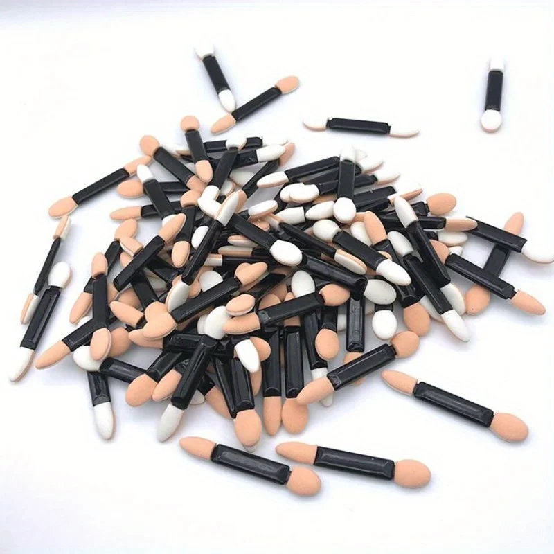 50/100/150 sztuk jednorazowe pędzle do cieni do powiek makijaż dwustronna gąbka zestaw nylonowy pędzle do cieni do powiek do aplikatora kosmetycznego makijaż