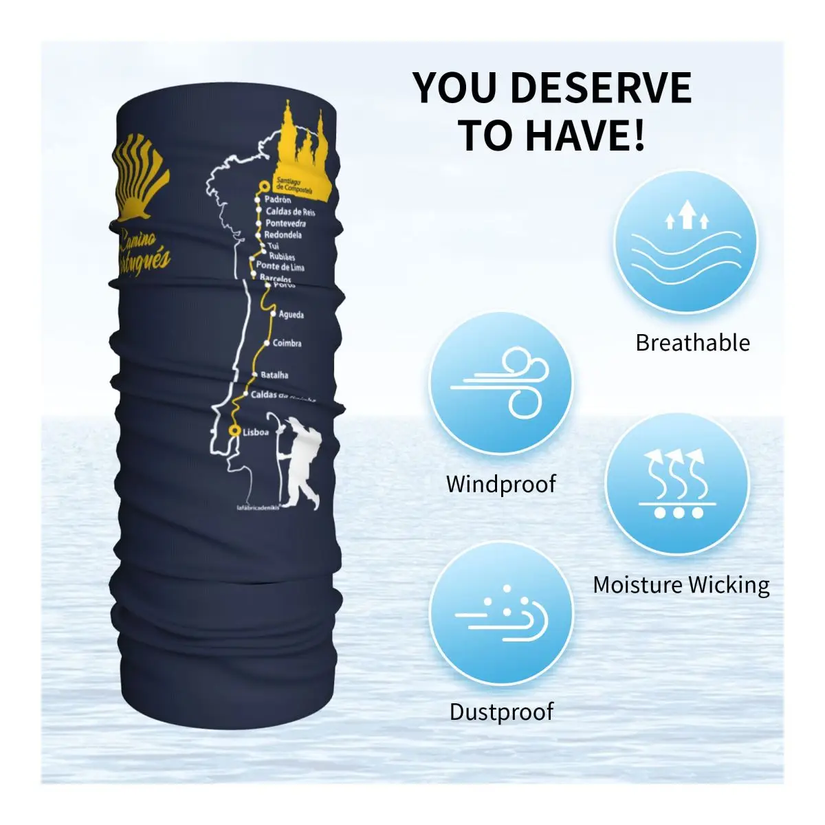 مخصص البرتغالية كامينو دي سانتياغو باندانا الرقبة أدفأ الرجال النساء الشتاء المشي لمسافات طويلة التزلج وشاح الجراب واقي الوجه #4