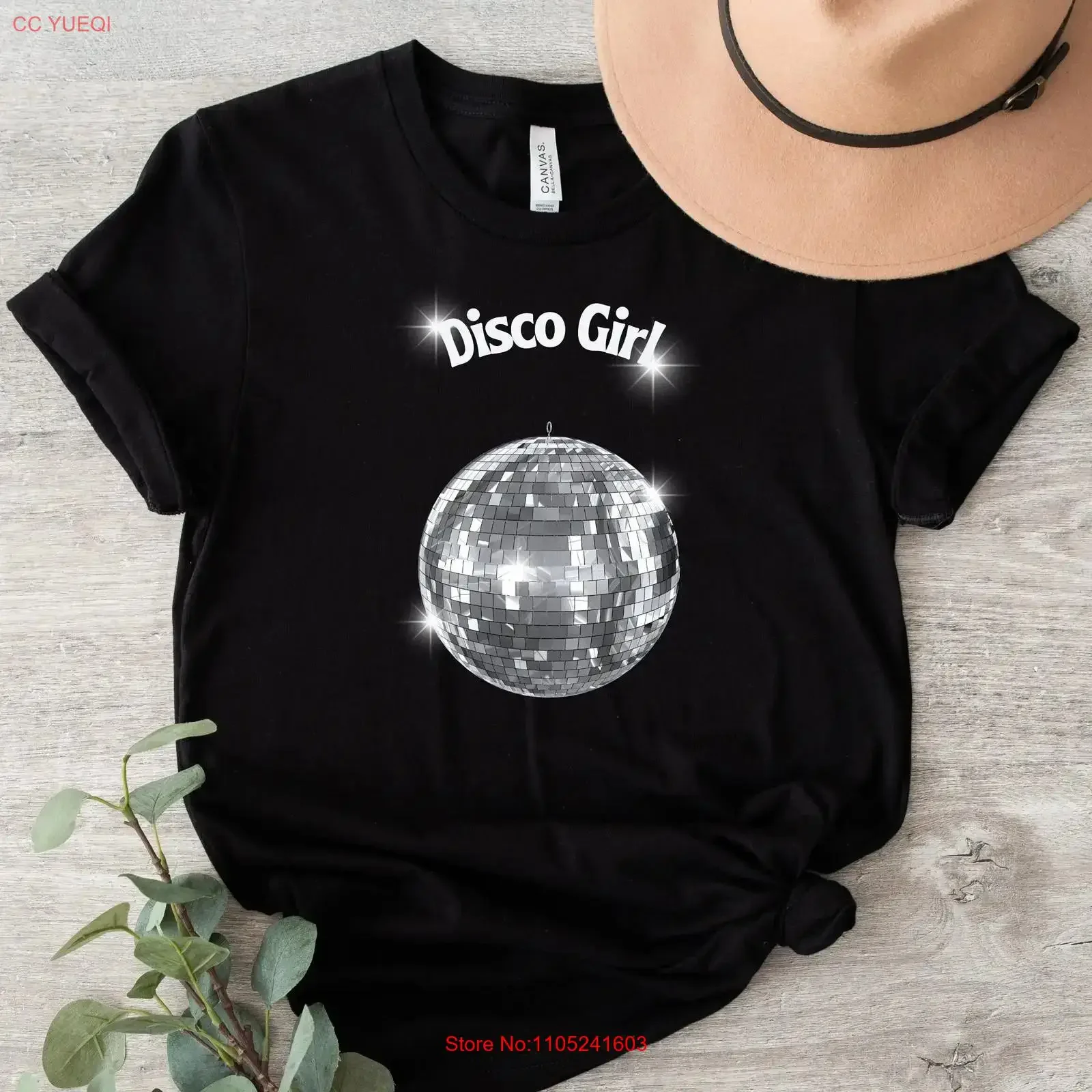 Disco Girl Girls Ball Discoball Casual Party T Shirt Jersey vintage Washed Versatile designer clothes streetwear homme fashion