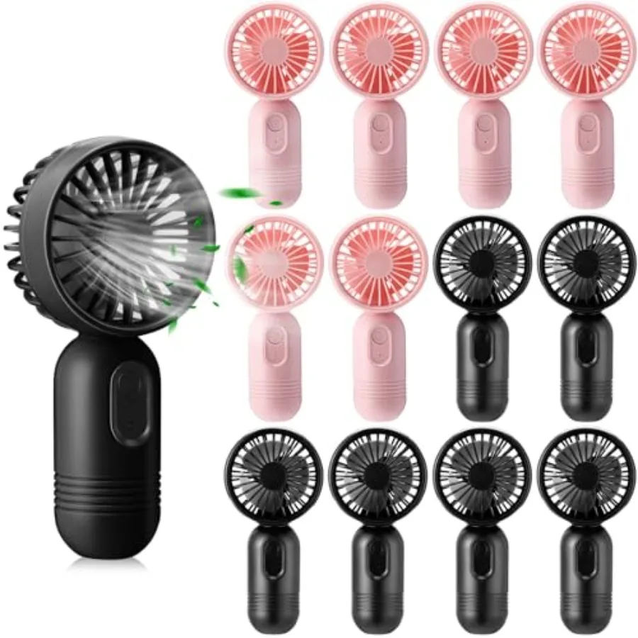 

Набор из 12 мини-портативных ручных вентиляторов для путешествий, 3 скорости, перезаряжаемые, с питанием от USB, маленькие персональные вентиляторы для ресниц