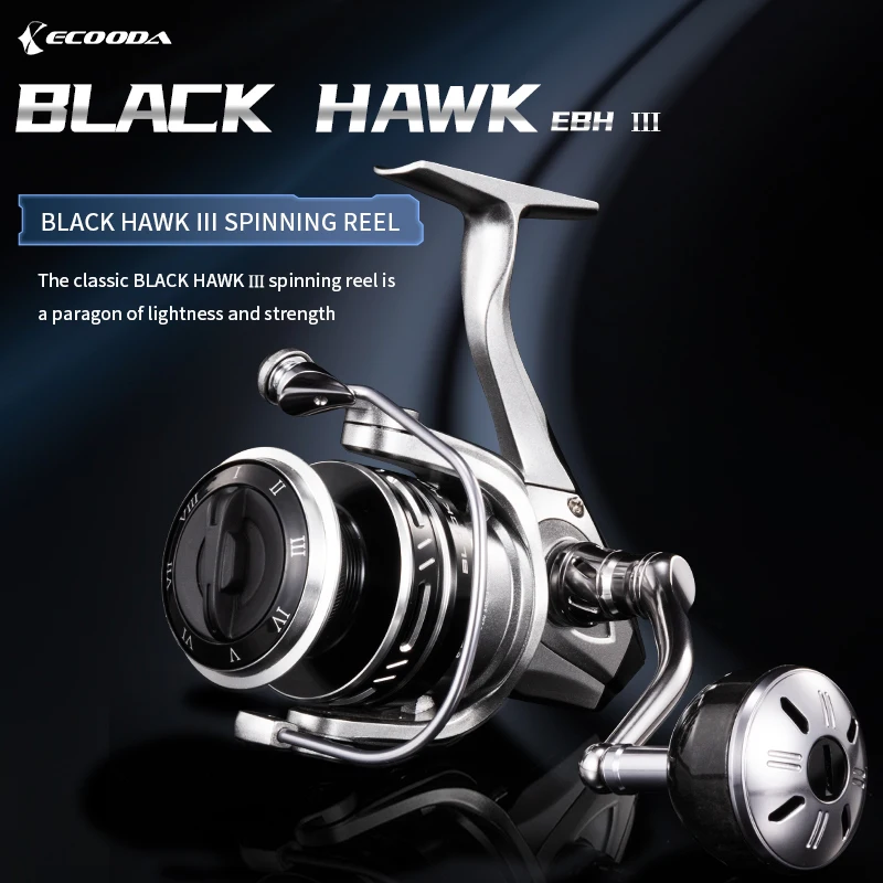 Катушка рыболовная спиннинговая Ecooda EBH Black Hawk 4000/5000/6000, металлическая, для морской рыбалки, для медленного джиггинга, для морской воды