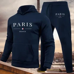 Men Luxury Paris Printed Sweatshirts+Sweatpants 2-Piece Sets 2024 Male Hoody Hoodie Tracksuit Running Trousers Suit Streetwears