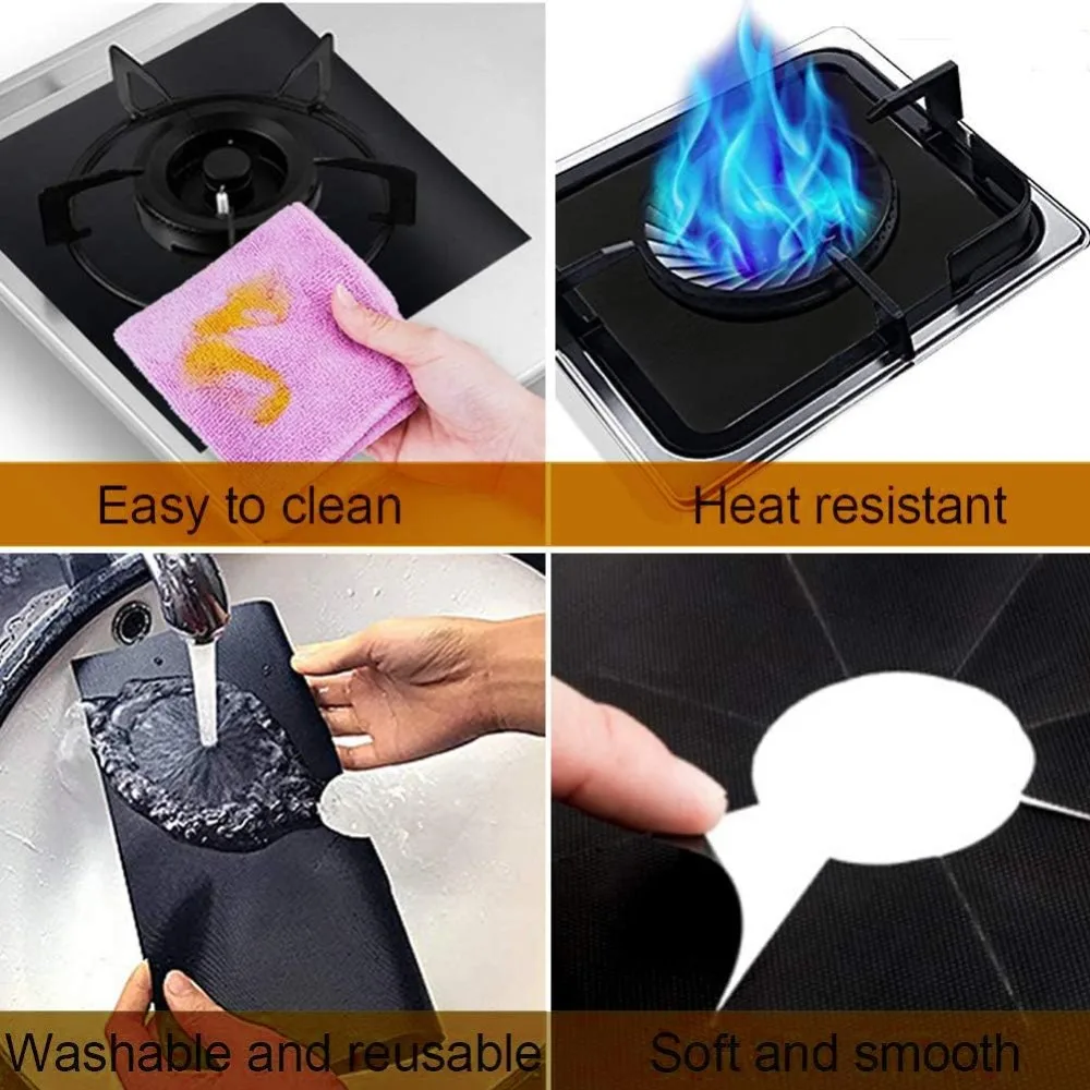 Gas Stove Burner Covers Square Heat-resistant Oil-proof Reusable Stove Protector Pads Non-Stick Stovetop Liner Kitchen Tools