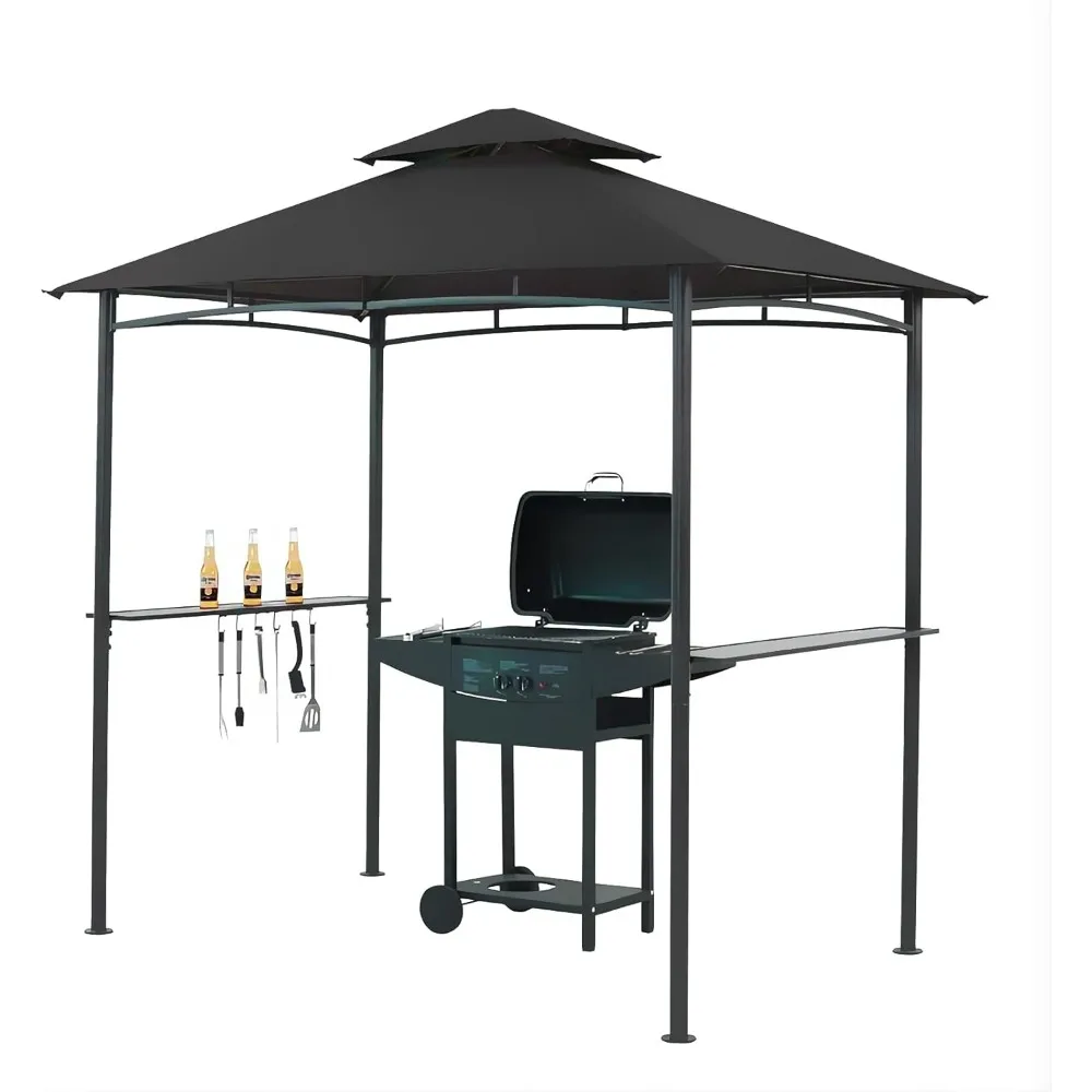 

Outdoor Grill Gazebo BBQ Canopy for Outdoor Barbeque Shelter Girll Canopy Grill Gazebo Hardtop (L96 x W60 x H101 Inch) Black