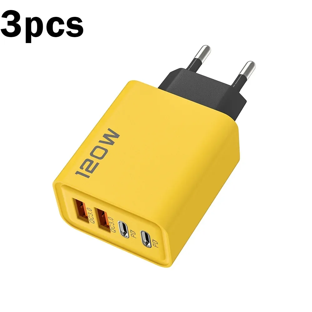 

Быстрое зарядное устройство 120 Вт, 3 шт., Type-C, Quick Charge 3.0, USB-адаптер для iPhone, Samsung, Xiaomi