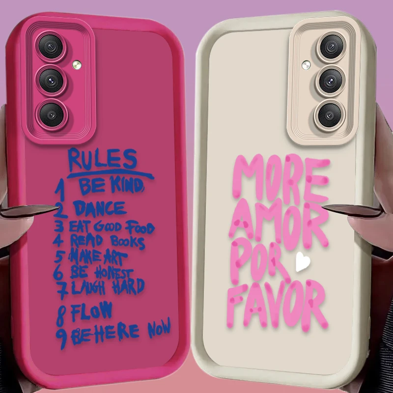 Colorful Maximalist More Amor Por Favor Phone Case for Samsung Galaxy S24 S23 S22 S21 Ultra Plus FE A54 A34 A14 A73 A53 A33 5G