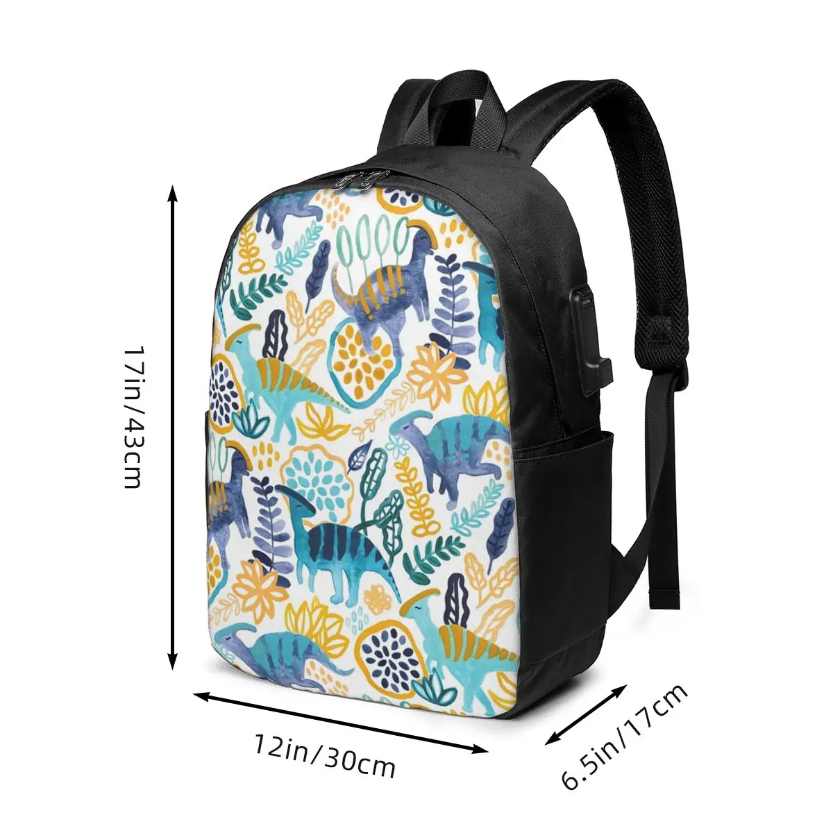 Gouache Parasaurolophuses Backpack Travel Notebook Bag Computer College Student School Bag Laptop Shoulder Bags for Men Women view 6