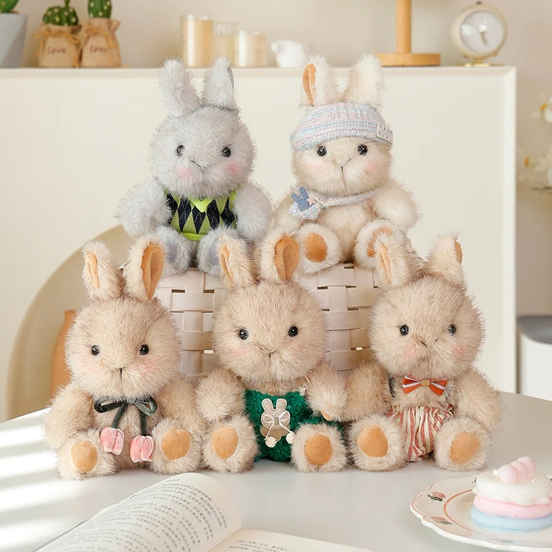 

20cm Lovely Furry Little Rabbit Plush Toy Different Dressing Styles Bunny Plush Doll Easter Lucky Rabbit Doll Girl Room Decor