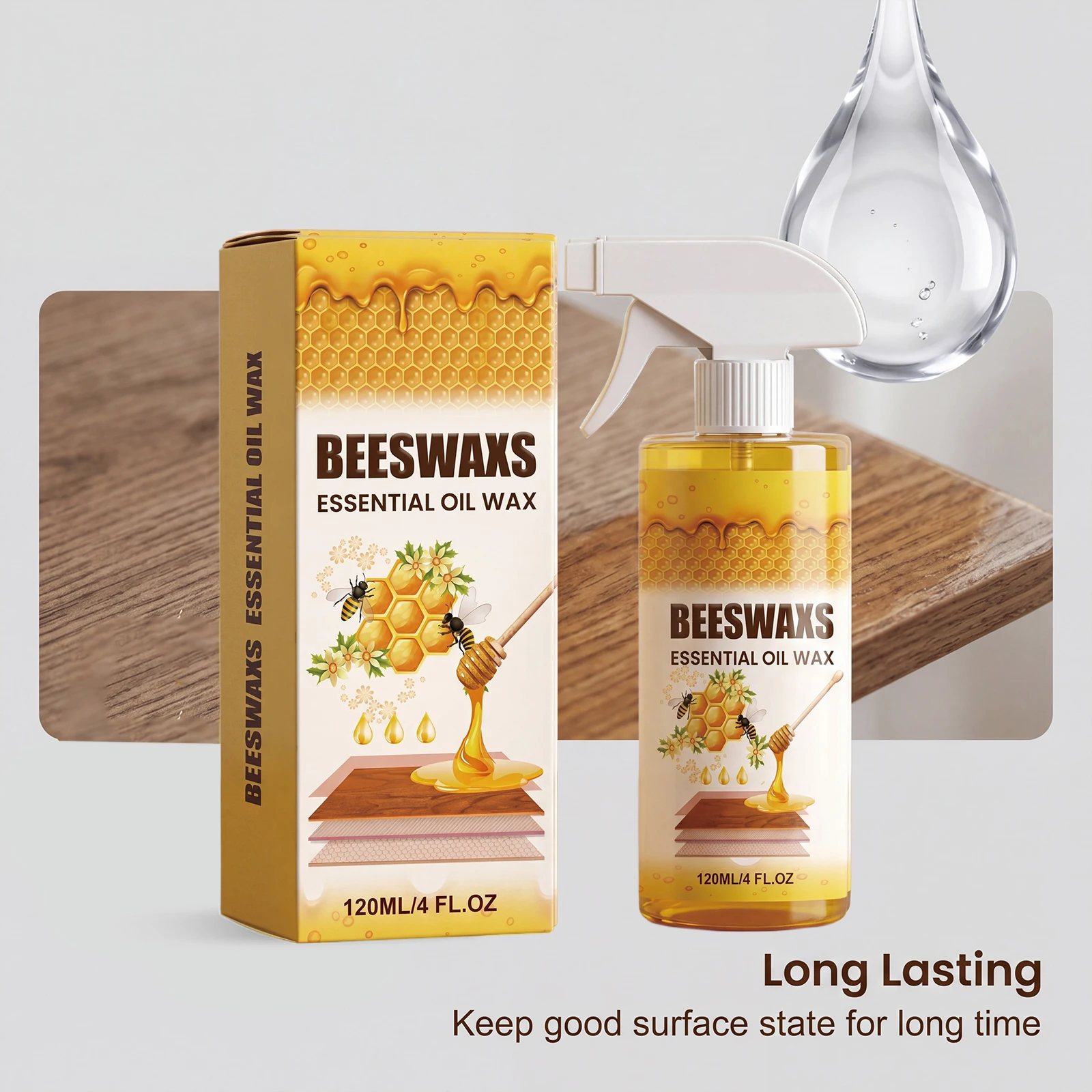 Wood Polishing Beeswax Spray Furniture Coloring Wood Wax Polishing Maintenance Wood Maintenance Oil Waterproof Brightening Care